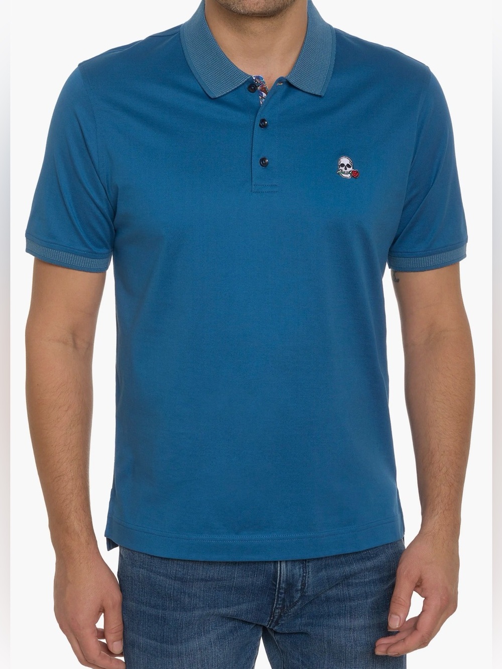 Robert Graham ARCHIE Skull Golf Polo Shirt Teal Men's Size Large $98
